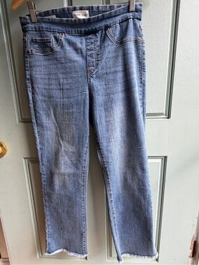 Tribal Jeans Audrey Mid-Rise Straight Crop Pull-On Jeans Size 10